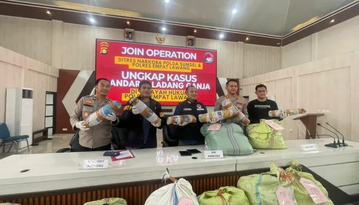 Polres Empat Lawang Ungkap Ladang Ganja 3 Hektar, Sita 220 Kg Ganja dan Amankan Satu Tersangka