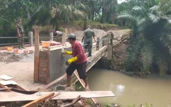 Kodim 0209/LB Rampungkan Pembangunan Jembatan Beton Penghubung Dua Desa di Labuhanbatu Utara