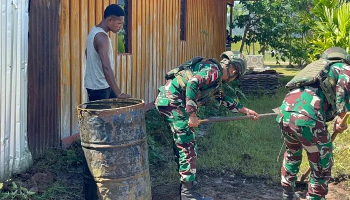 Potret Harmonis di Yalimo: Satgas Yonif 521/DY dan Warga Elelim Gelar Aksi Bersih Lingkungan