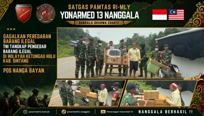 Satgas Pamtas Yonarmed 13/Nanggala Gagalkan Penyelundupan 160 Slop Rokok Tanpa Pita Cukai di Perbatasan