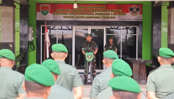 Dandim 0411/LT Lantik 56 Prajurit yang Naik Pangkat