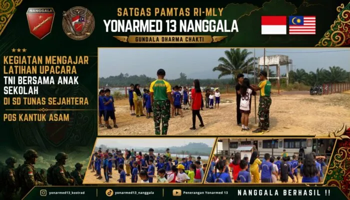Satgas Yonarmed 13/Nanggala Latih Disiplin dan Nasionalisme Siswa SD di Perbatasan